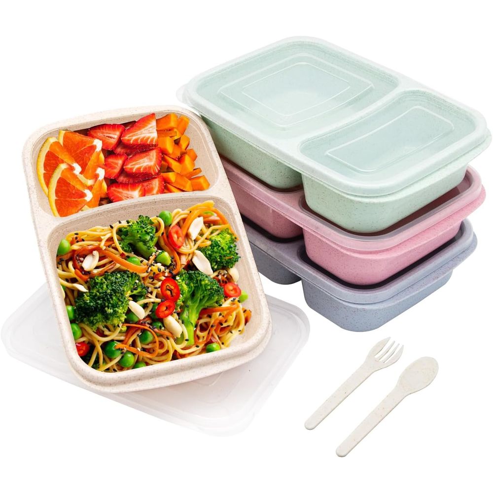 Meal Prep Lunch Boxes - 4팩 도시락 세트, 2칸 식사 준비용