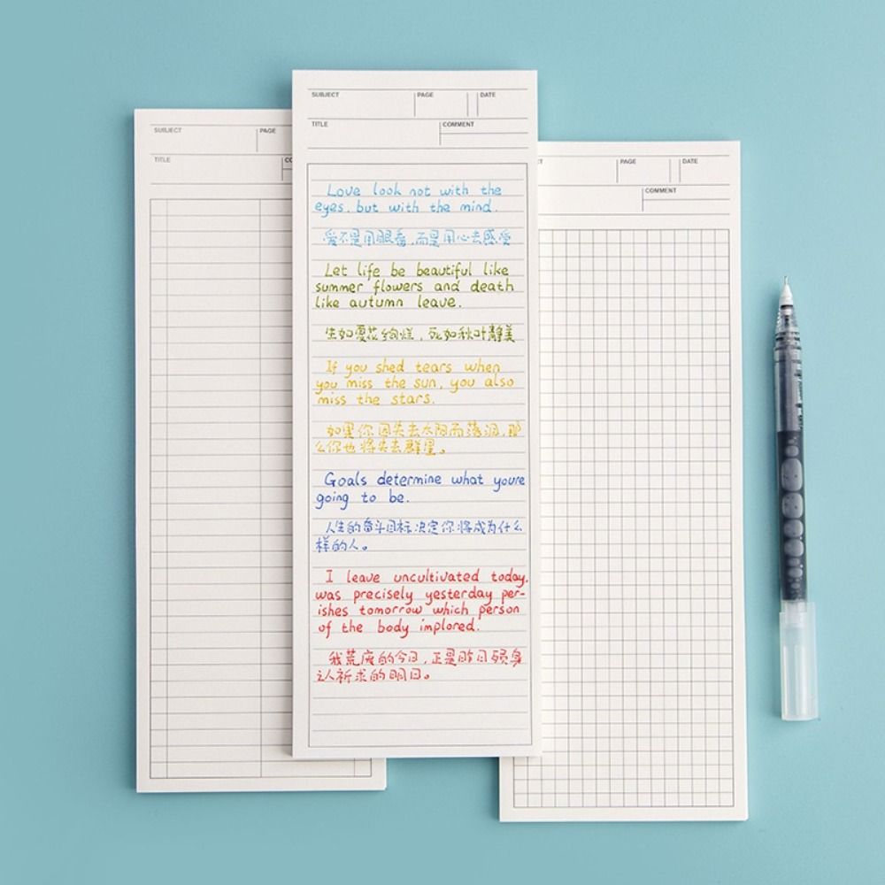 Meal Plan Notepad - 심플하고 끈적거리지 않는 긴 메모장, 문구