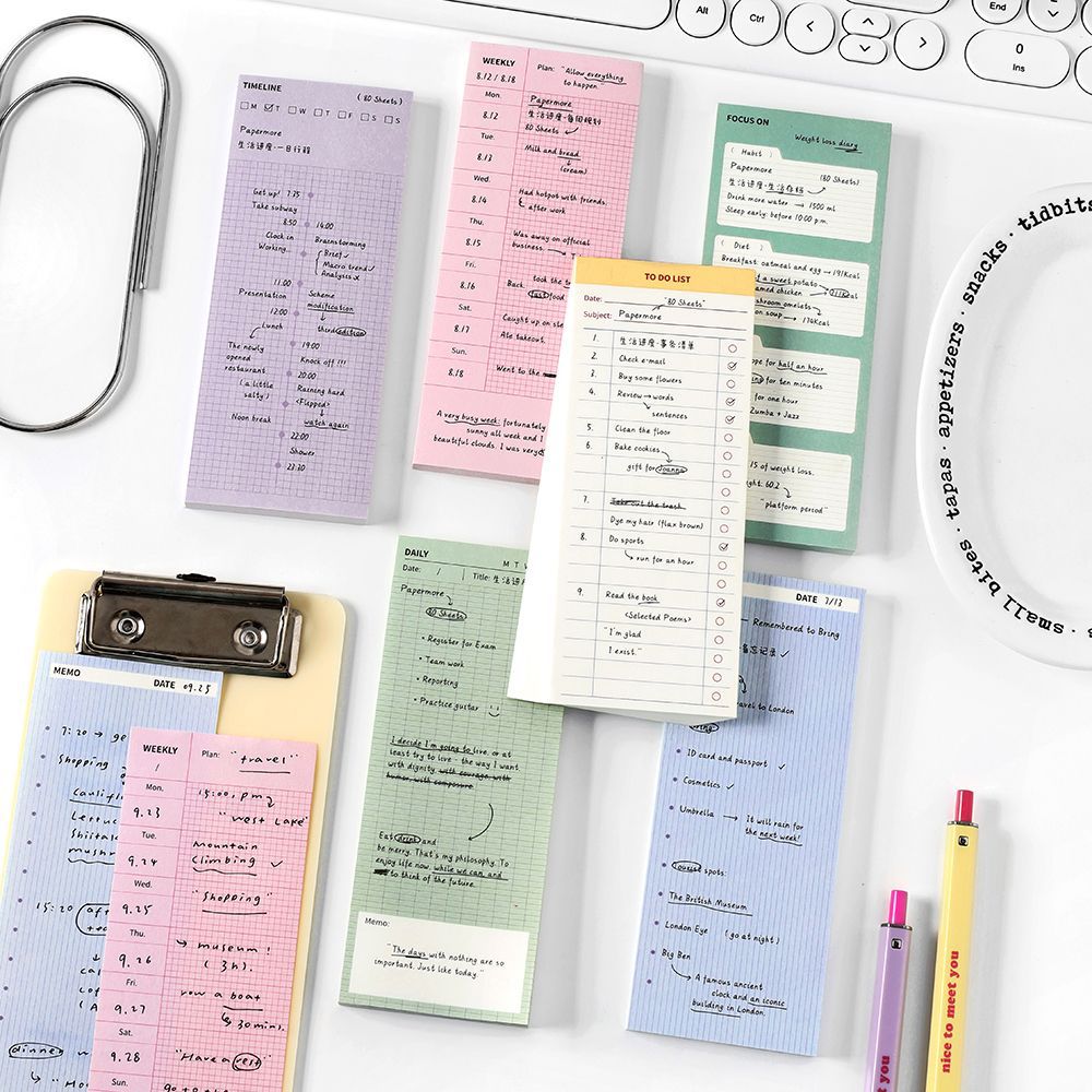 Meal Plan Notepad - 80매 스티커 메모, 생활진행 학생 메시지