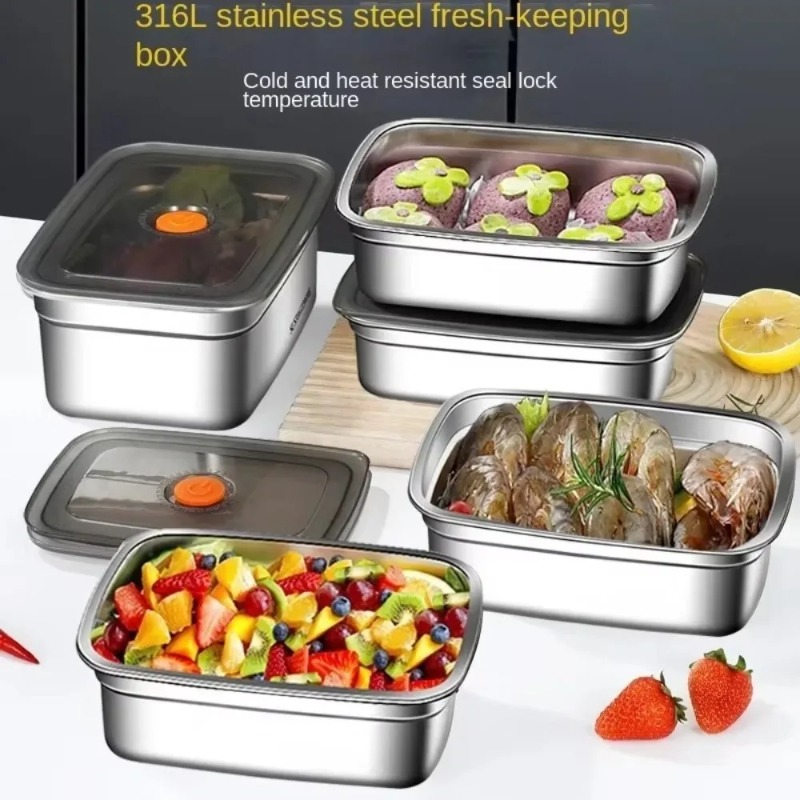 Meal Prep Lunch Boxes - 새지 않는 스테인리스 도시락, 휴대용 도시락,