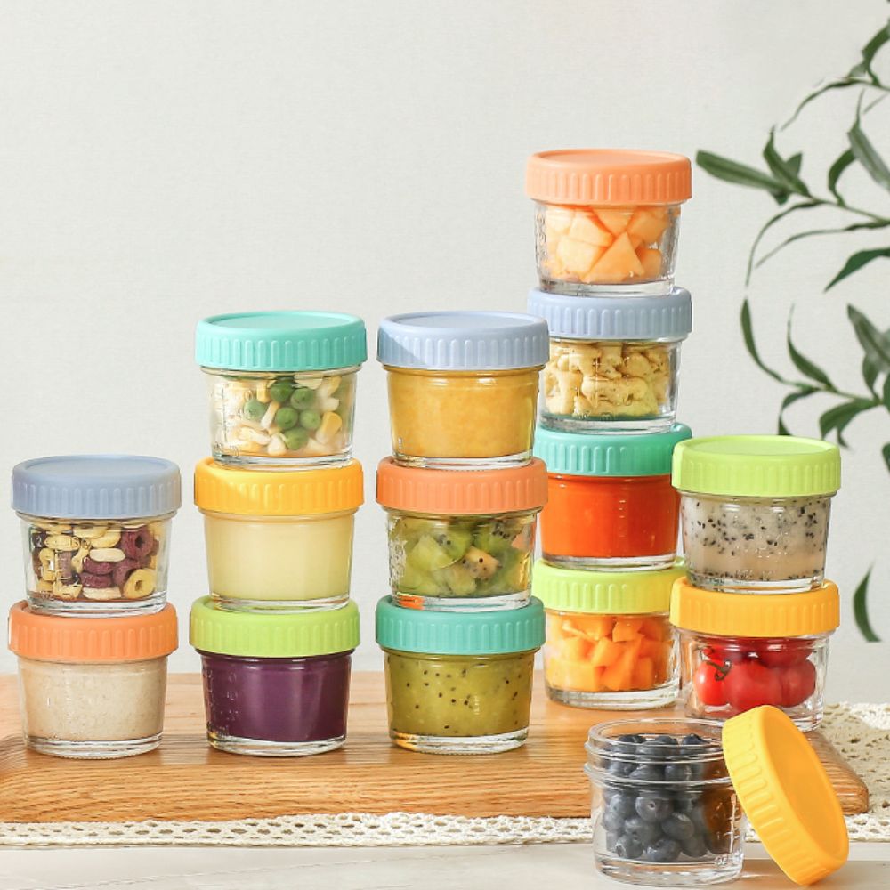 Salad Container Jar - 6개 유리 아기 음식 용기 뚜껑