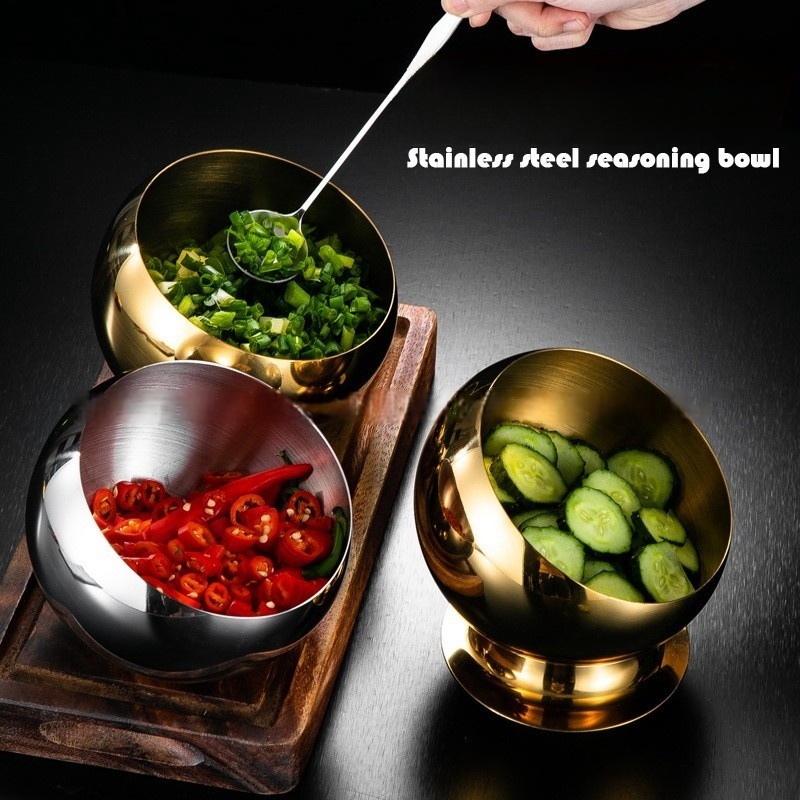 Salad Container Jar - 스테인리스 스틸 사선 입구 소스 그릇
