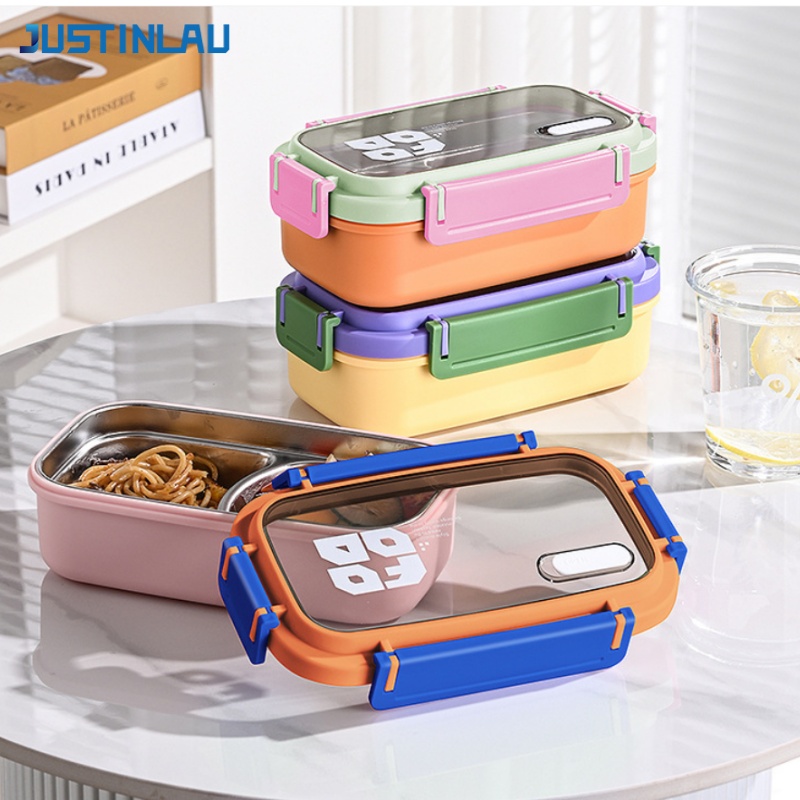 Salad Container Jar - JUSTINLAU 2 그리드 도시락 상자 스테인레스