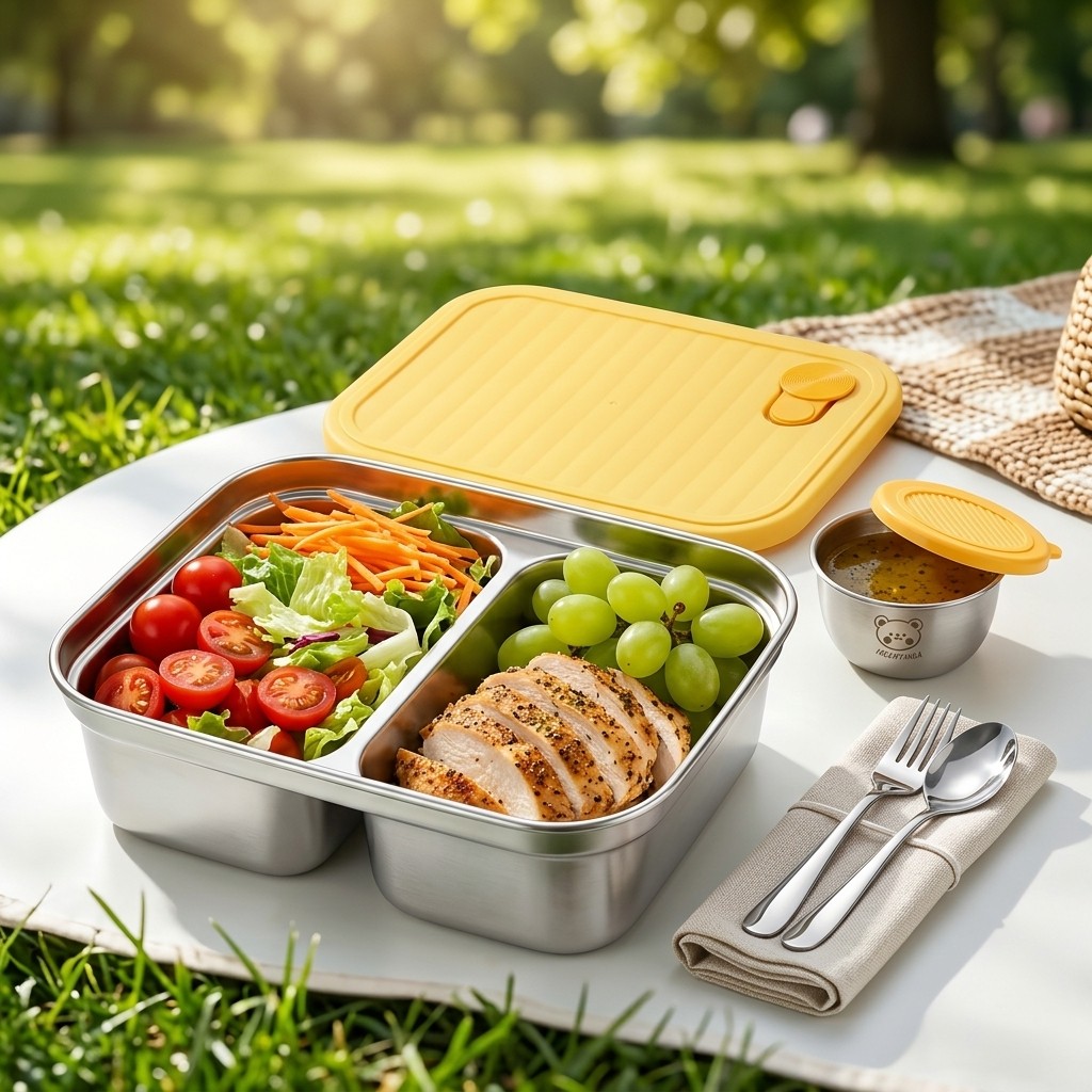 Salad Container Jar - 304 스테인리스 스틸 도시락 휴대용 밀폐형