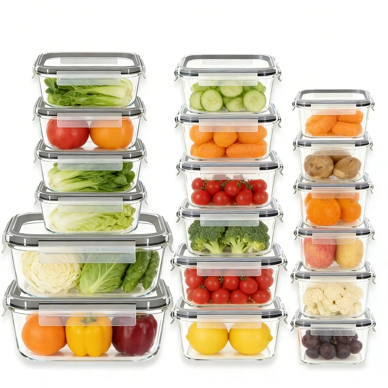 Meal Prep Kits - 18팩 유리 식품 보관 용기 세트(밀폐