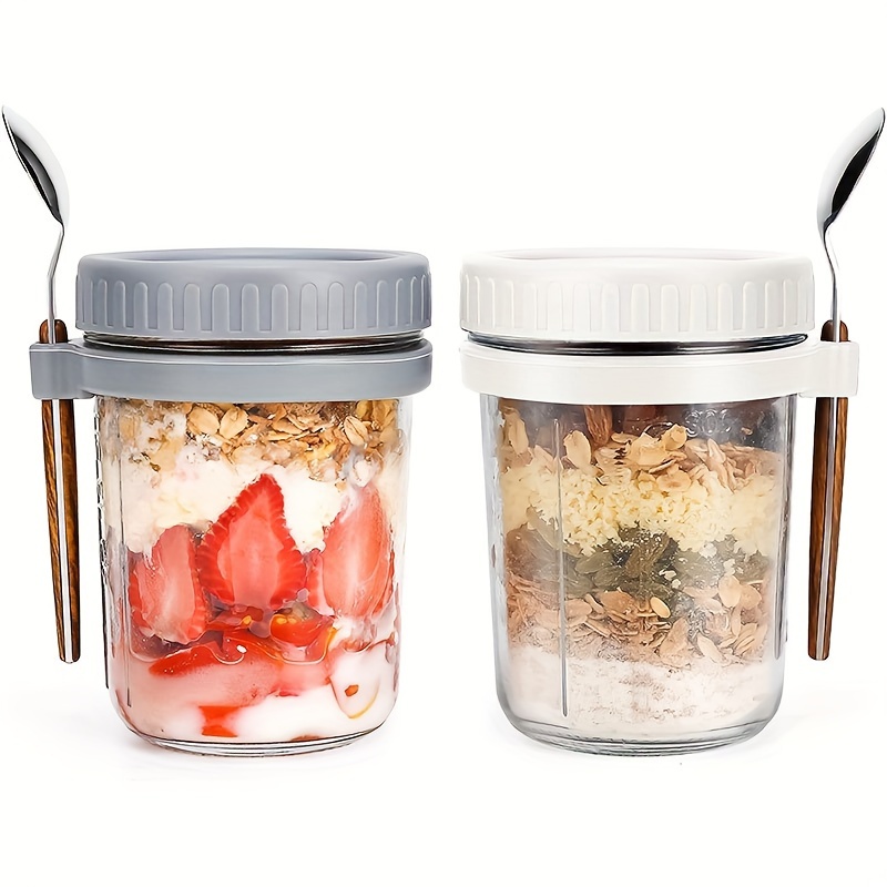 1개/2개 유리 오트밀 컵, 뚜껑과 스푼이 있는 오버나 - Salad Container Jar 리뷰 및 가격