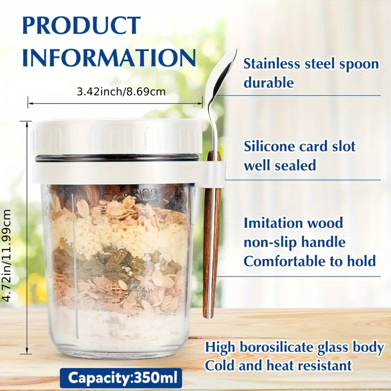 1개/2개 유리 오트밀 컵, 뚜껑과 스푼이 있는 오버나 - Salad Container Jar 리뷰 및 가격