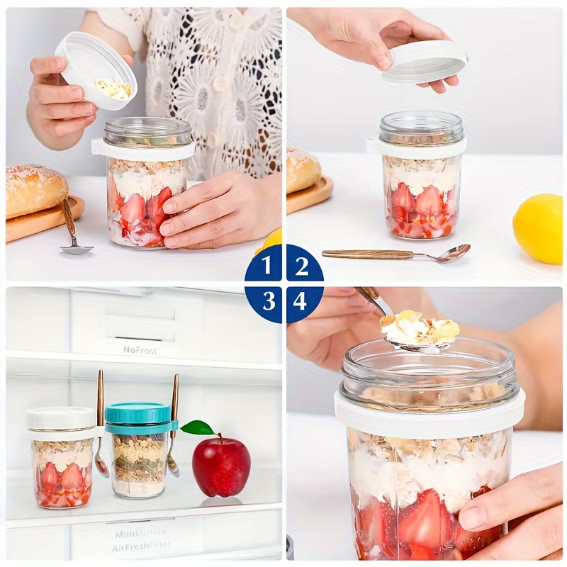 1개/2개 유리 오트밀 컵, 뚜껑과 스푼이 있는 오버나 - Salad Container Jar 리뷰 및 가격