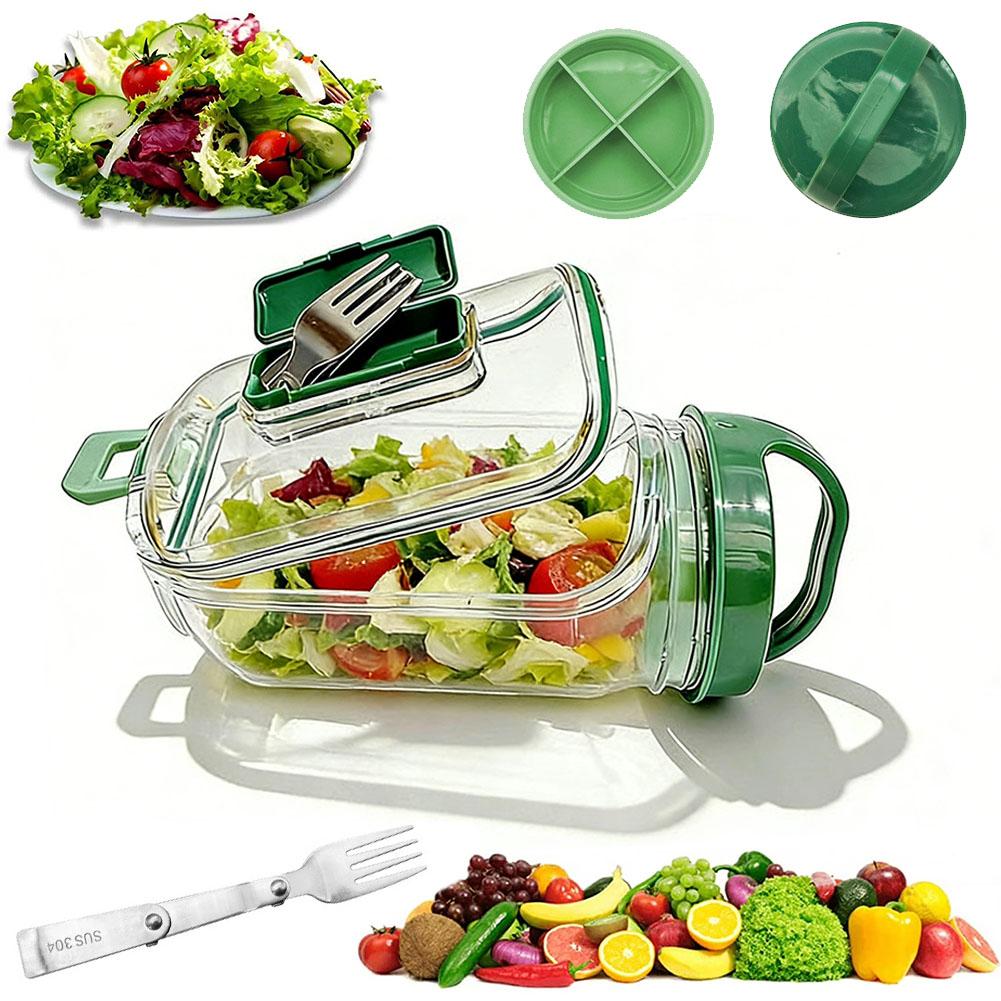 포크와 드레싱 용기가 있는 휴대용 샐러드 용기, 새지  - Salad Container Jar 리뷰 및 가격