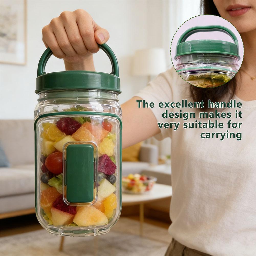 포크와 드레싱 용기가 있는 휴대용 샐러드 용기, 새지  - Salad Container Jar 리뷰 및 가격
