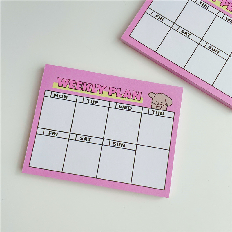 만화 귀여운 강아지 핑크 주간 계획 메모 패드 한국어  - Meal Plan Notepad 리뷰 및 가격
