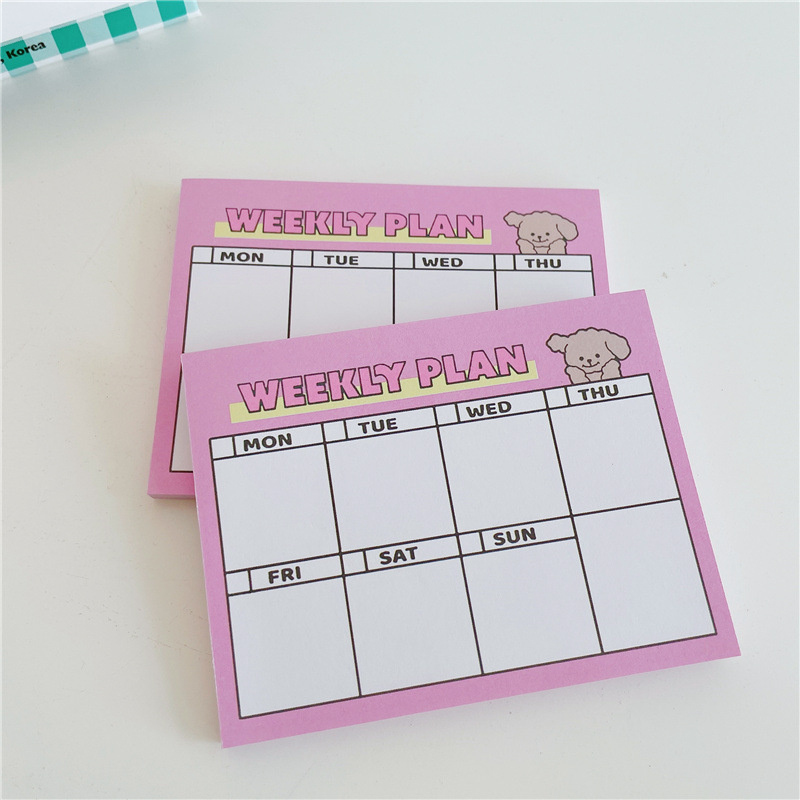만화 귀여운 강아지 핑크 주간 계획 메모 패드 한국어  - Meal Plan Notepad 리뷰 및 가격