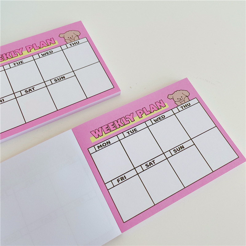 만화 귀여운 강아지 핑크 주간 계획 메모 패드 한국어  - Meal Plan Notepad 리뷰 및 가격