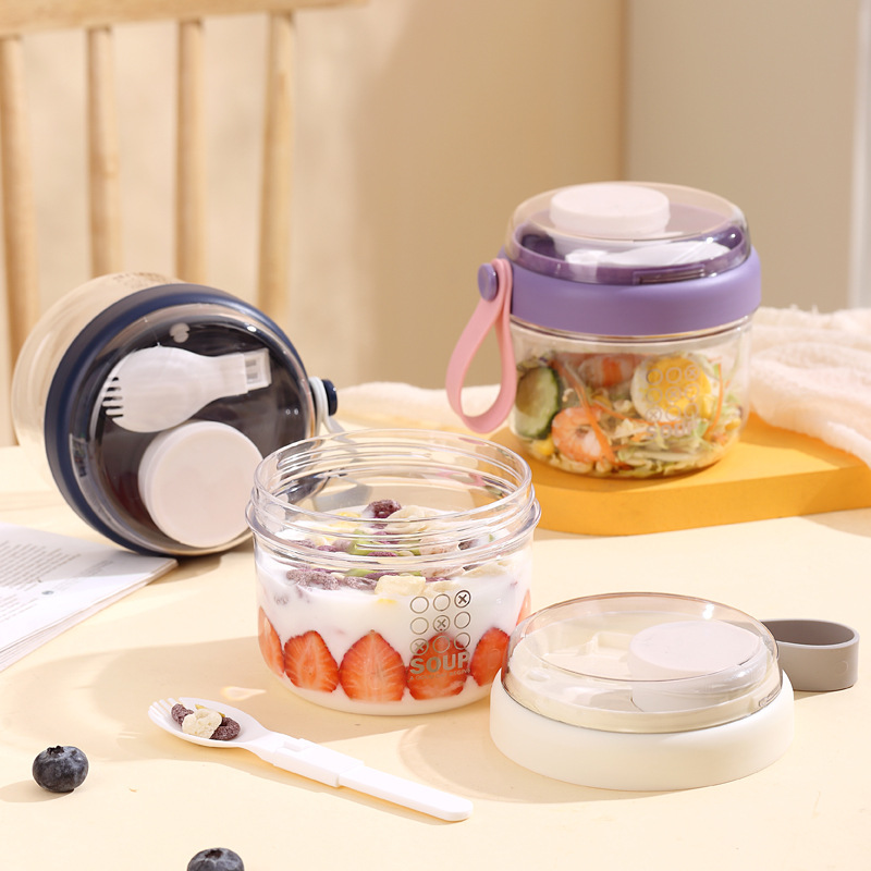 샐러드 컵 더블 레이어 오트밀 컵 휴대용 학생 아침 식 - Salad Container Jar 리뷰 및 가격
