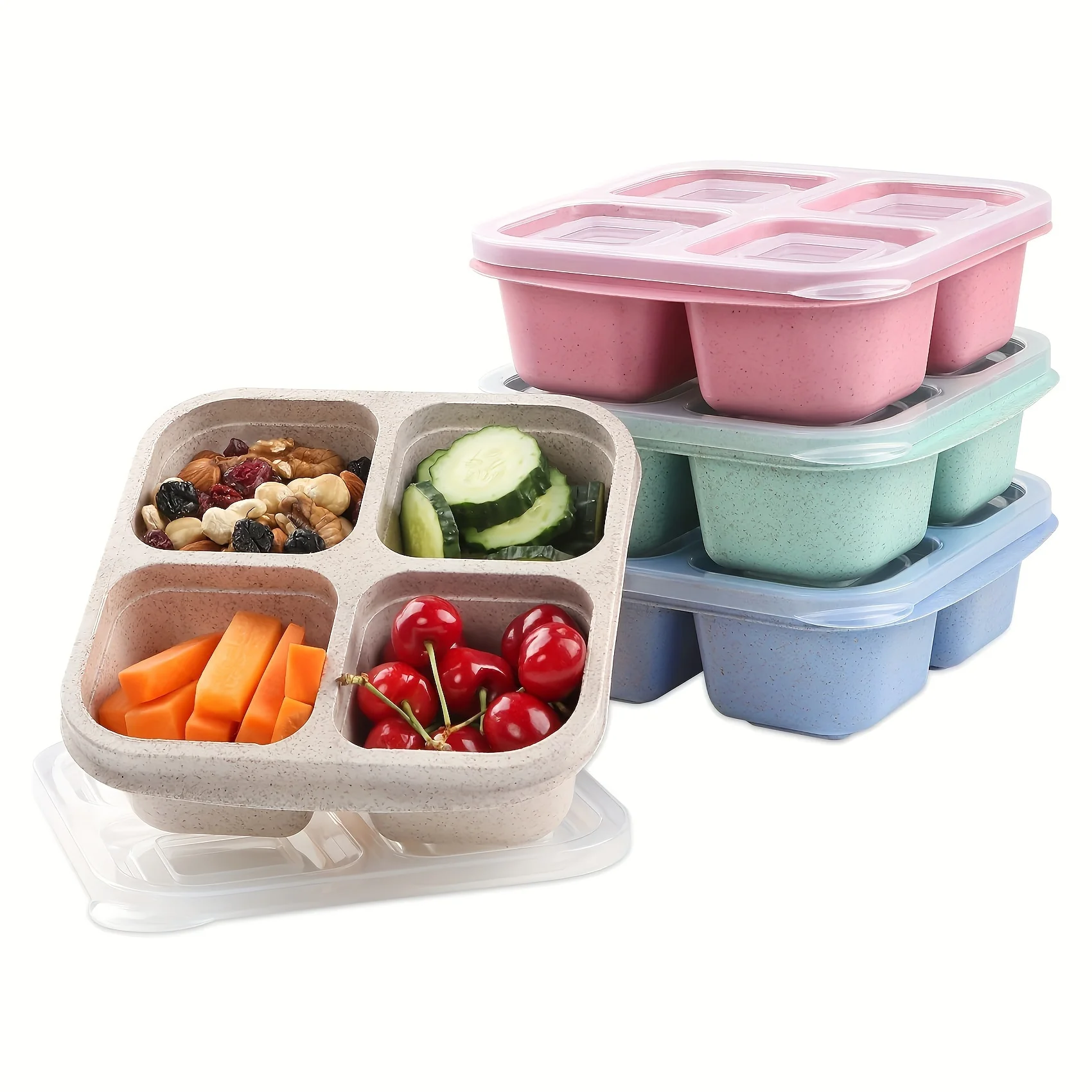 투명 뚜껑 4 개 달린 스낵 박스, 스낵 용기, 신선도 - Meal Prep Kits 리뷰 및 가격