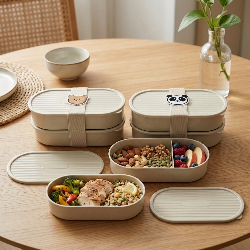2개/세트 만화 캐릭터 어린이 도시락 가방 포함 타원형 - Salad Container Jar 리뷰 및 가격