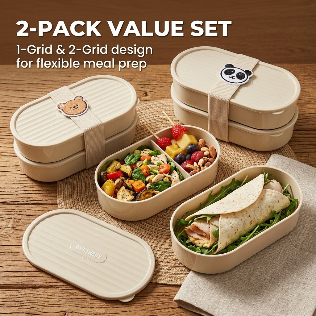 2개/세트 만화 캐릭터 어린이 도시락 가방 포함 타원형 - Salad Container Jar 리뷰 및 가격