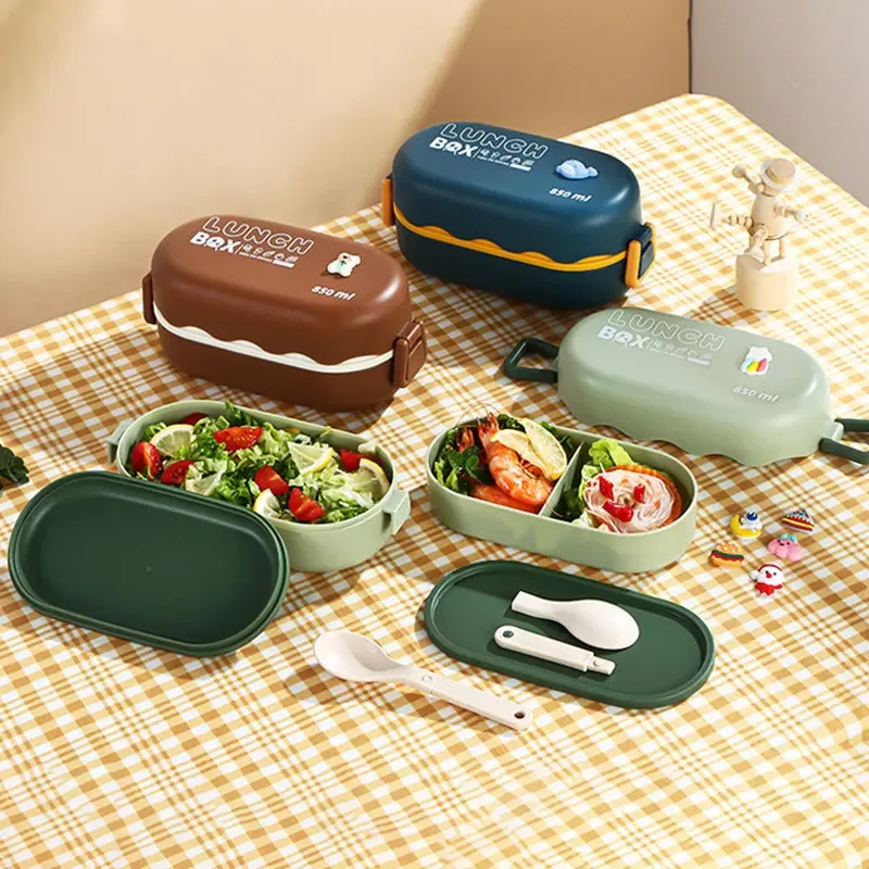 스푼 버클이 있는 이중 레이어 플라스틱 구획 도시락 상 - Meal Prep Lunch Boxes 리뷰 및 가격