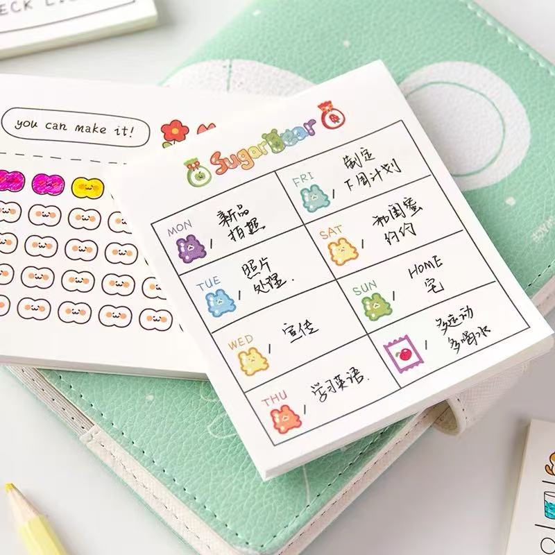 귀여운 사무실 학용품 귀여운 만화 시계 스케줄 메모 고 - Meal Plan Notepad 리뷰 및 가격