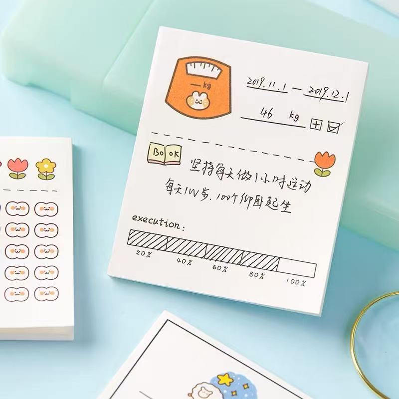 귀여운 사무실 학용품 귀여운 만화 시계 스케줄 메모 고 - Meal Plan Notepad 리뷰 및 가격