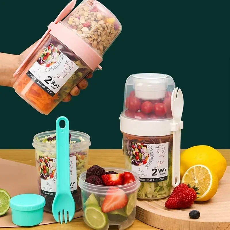 휴대용 샐러드 컵 이중 오트밀 컵 요거트 견과류 저지방 - Salad Container Jar 리뷰 및 가격