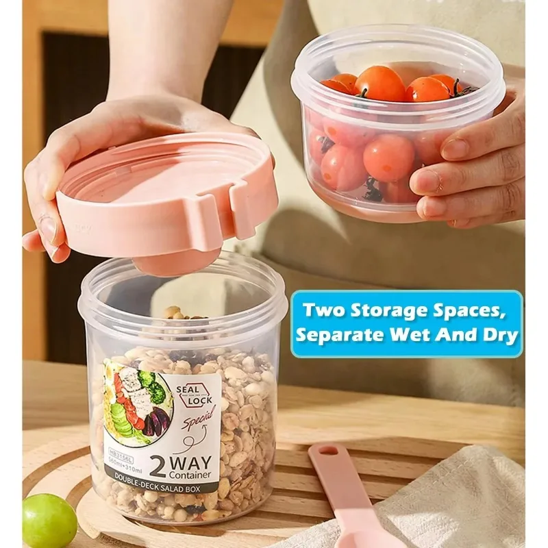 휴대용 샐러드 컵 이중 오트밀 컵 요거트 견과류 저지방 - Salad Container Jar 리뷰 및 가격