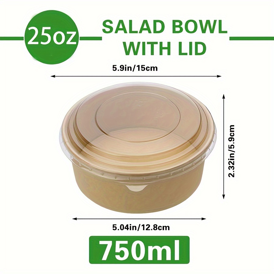 25온스/750ml 25/50팩 종이 그릇 뚜껑 포함, - Salad Container Jar 리뷰 및 가격