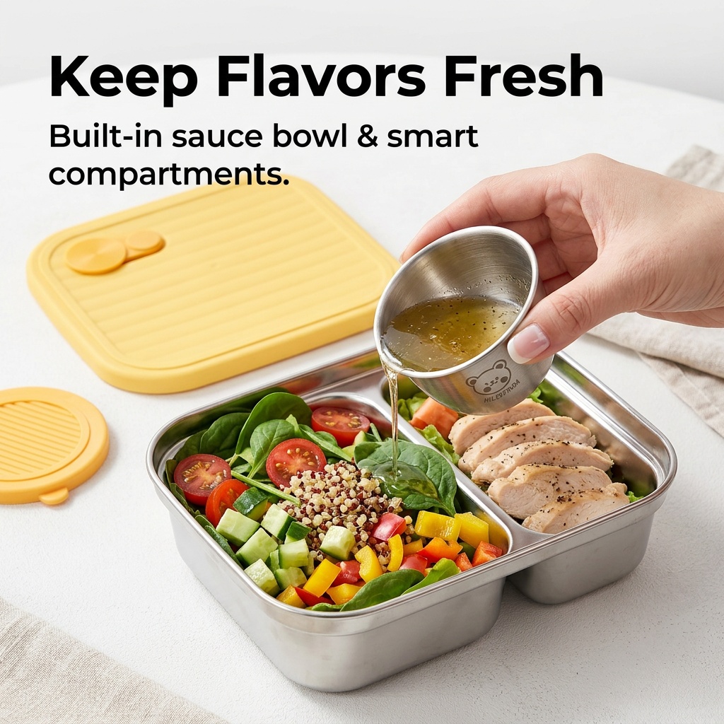 304 스테인리스 스틸 도시락 휴대용 밀폐형 도시락통  - Salad Container Jar 리뷰 및 가격