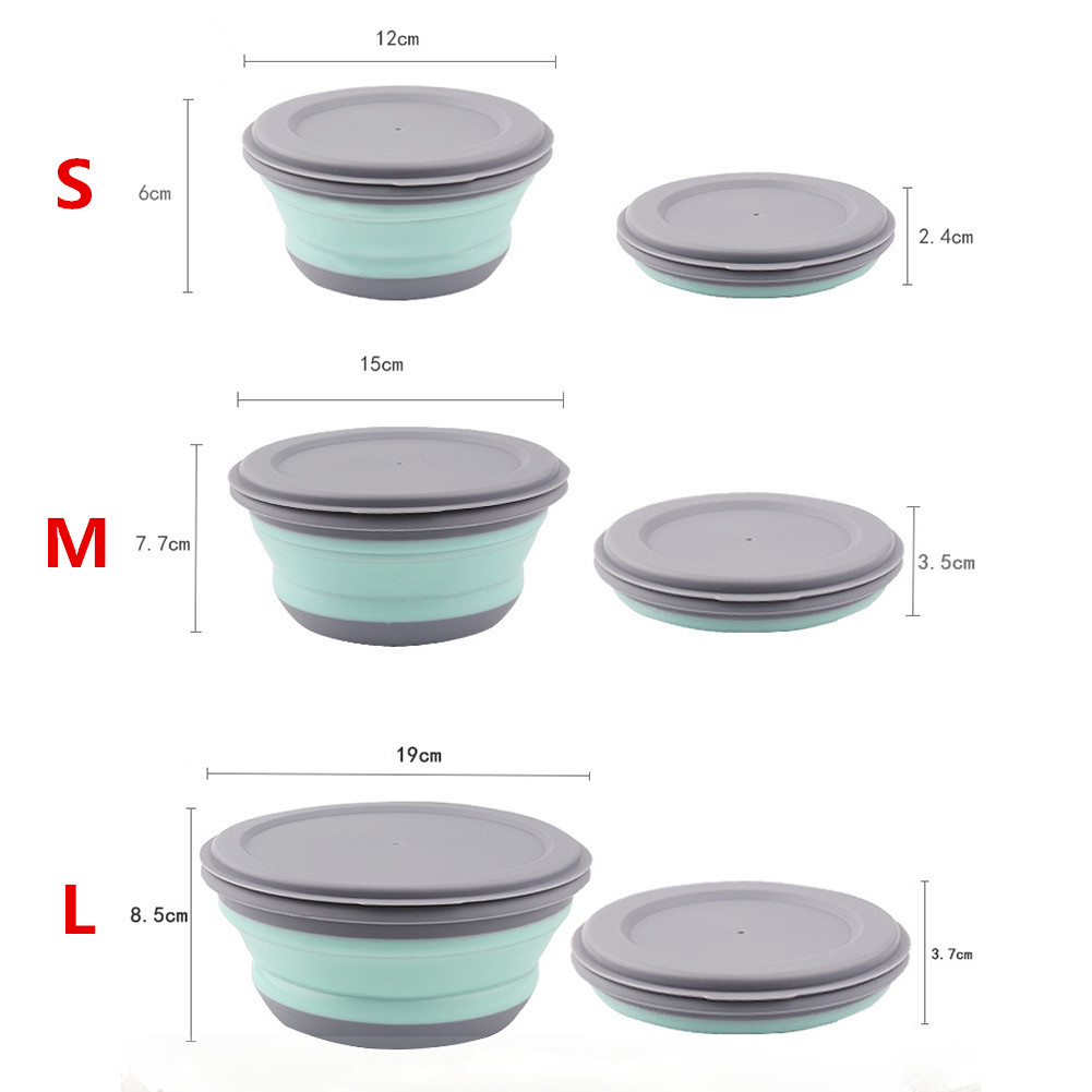 휴대용 접는 도시락 상자 그릇 세트 실리콘 3 개/대  - Salad Container Jar 리뷰 및 가격