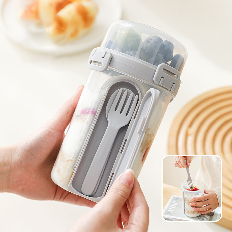 600ML 아침식사용 더블컵 세트(드레싱 홀더 및 포크 - Meal Preparation 리뷰 및 가격