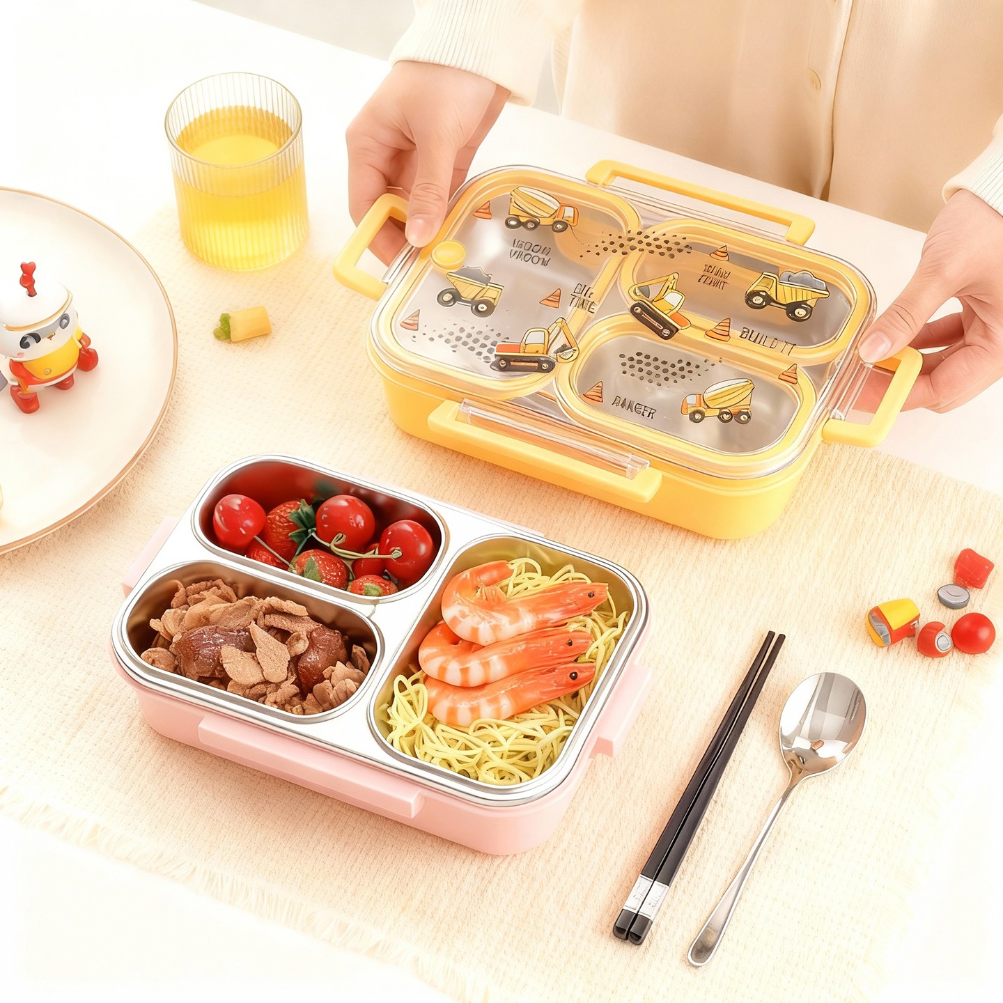 대용량 만화 캐릭터 어린이 도시락 가방 손잡이 포함 휴 - Meal Prep Lunch Boxes 리뷰 및 가격
