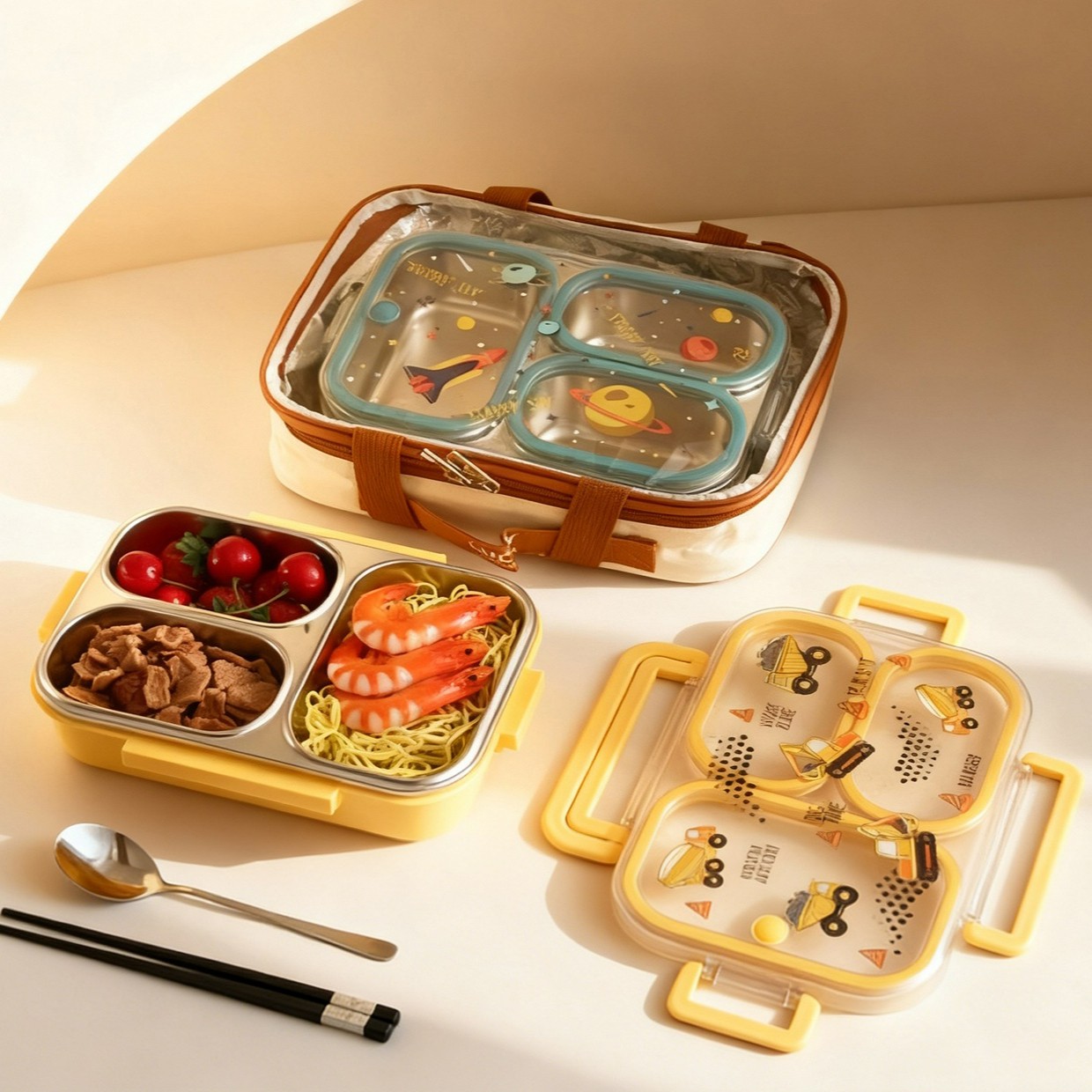 대용량 만화 캐릭터 어린이 도시락 가방 손잡이 포함 휴 - Meal Prep Lunch Boxes 리뷰 및 가격